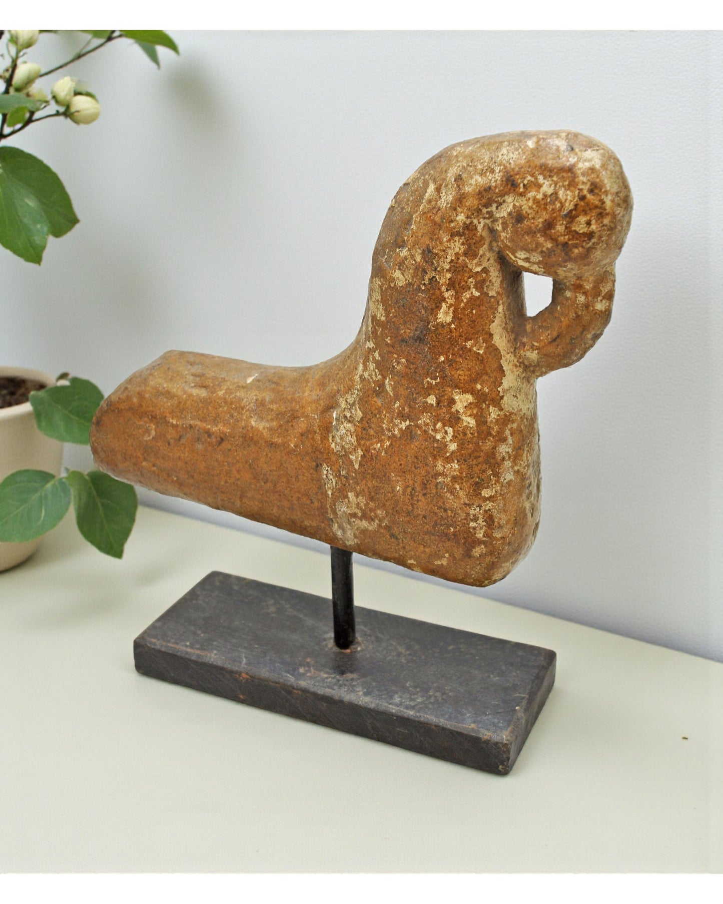Antique Sand Stone Bird Figurine on Stand Original Old Fine Hand Carved