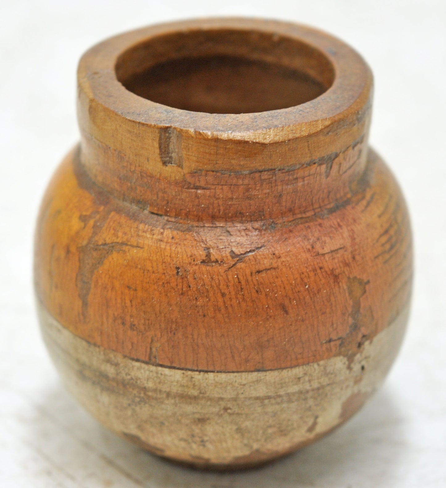 Antique Wooden Very Small Lota Pot Original Old Hand Carved