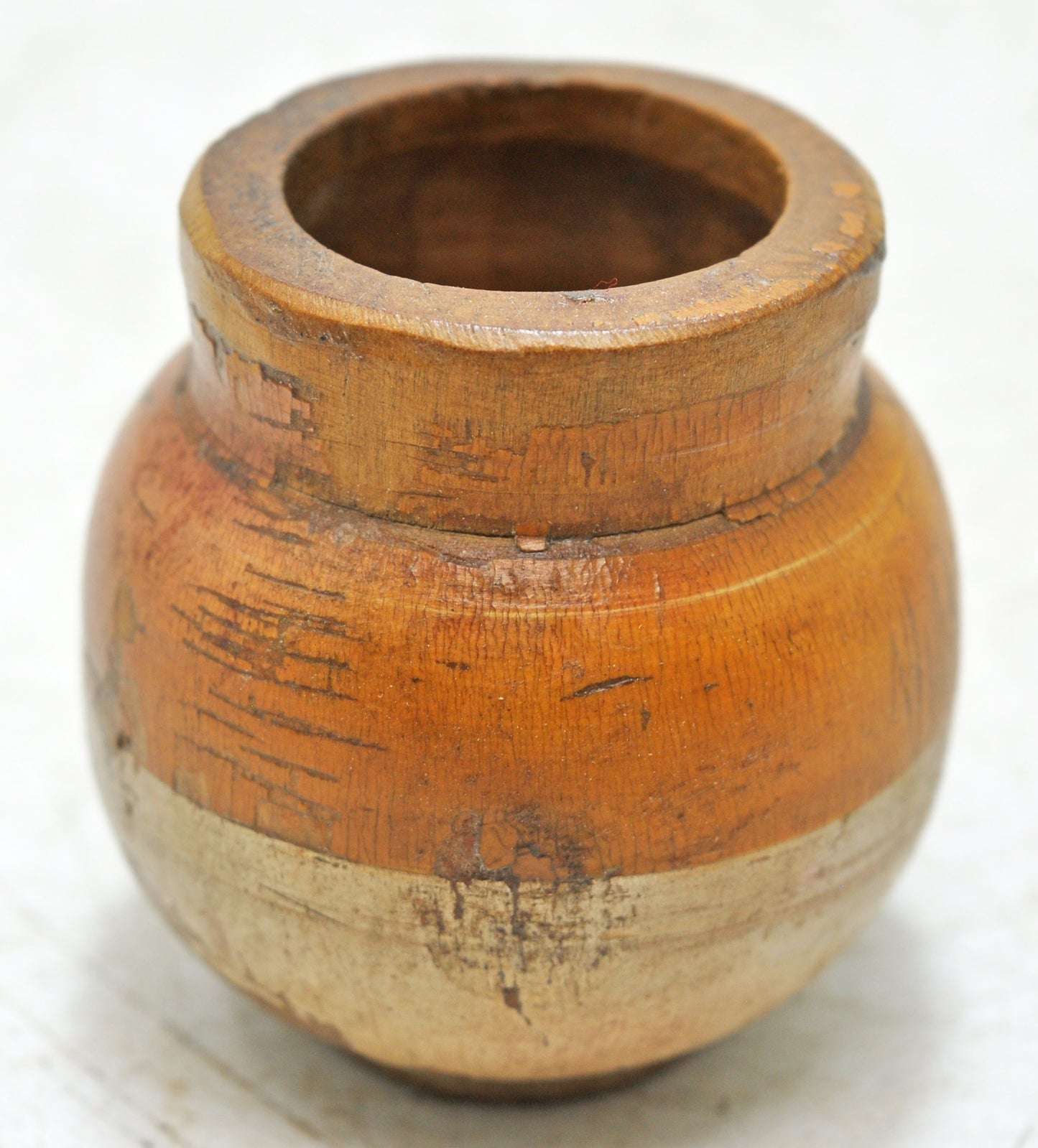 Antique Wooden Very Small Lota Pot Original Old Hand Carved