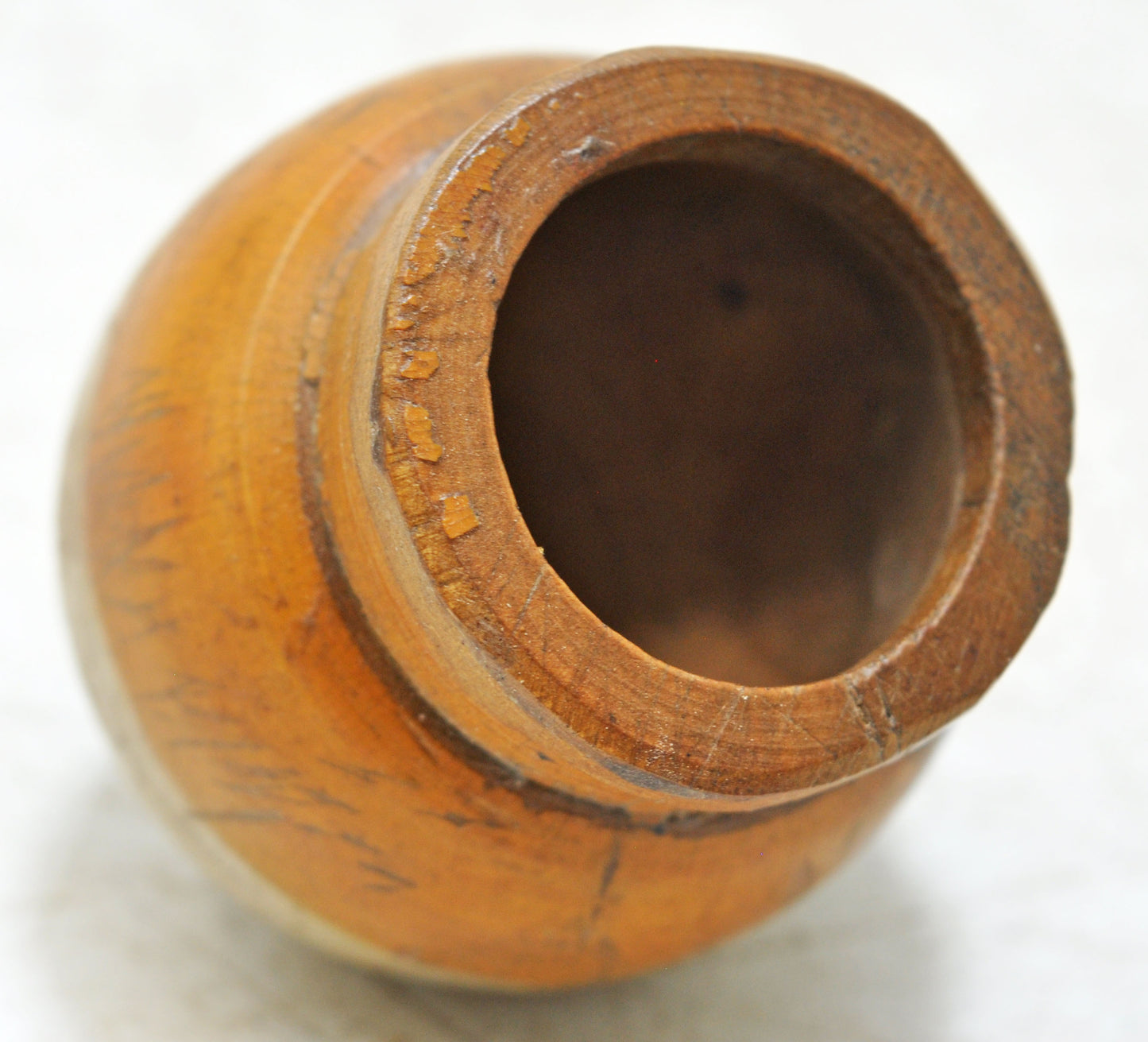 Antique Wooden Very Small Lota Pot Original Old Hand Carved