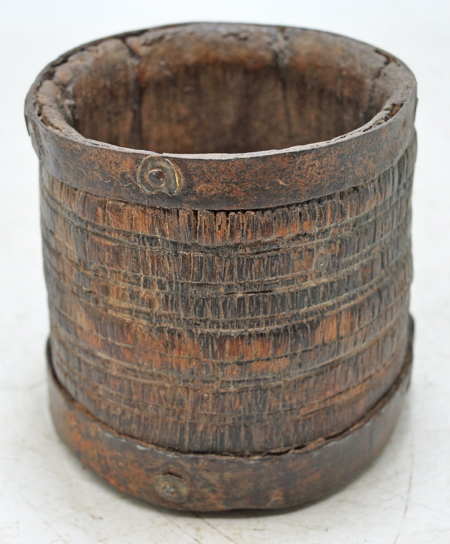 Antique Wooden Grain Measurement Paili Pot Original Old Hand Carved