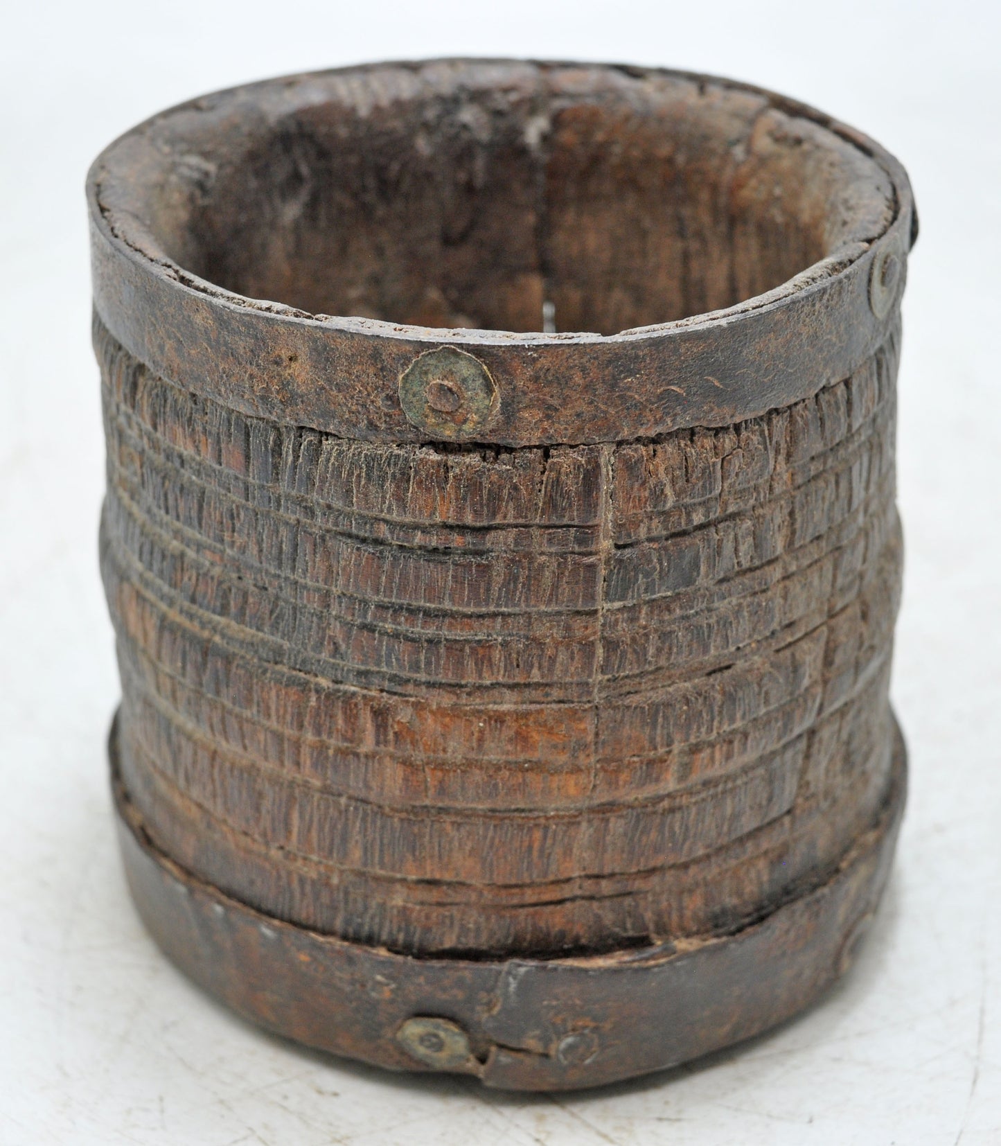 Antique Wooden Grain Measurement Paili Pot Original Old Hand Carved