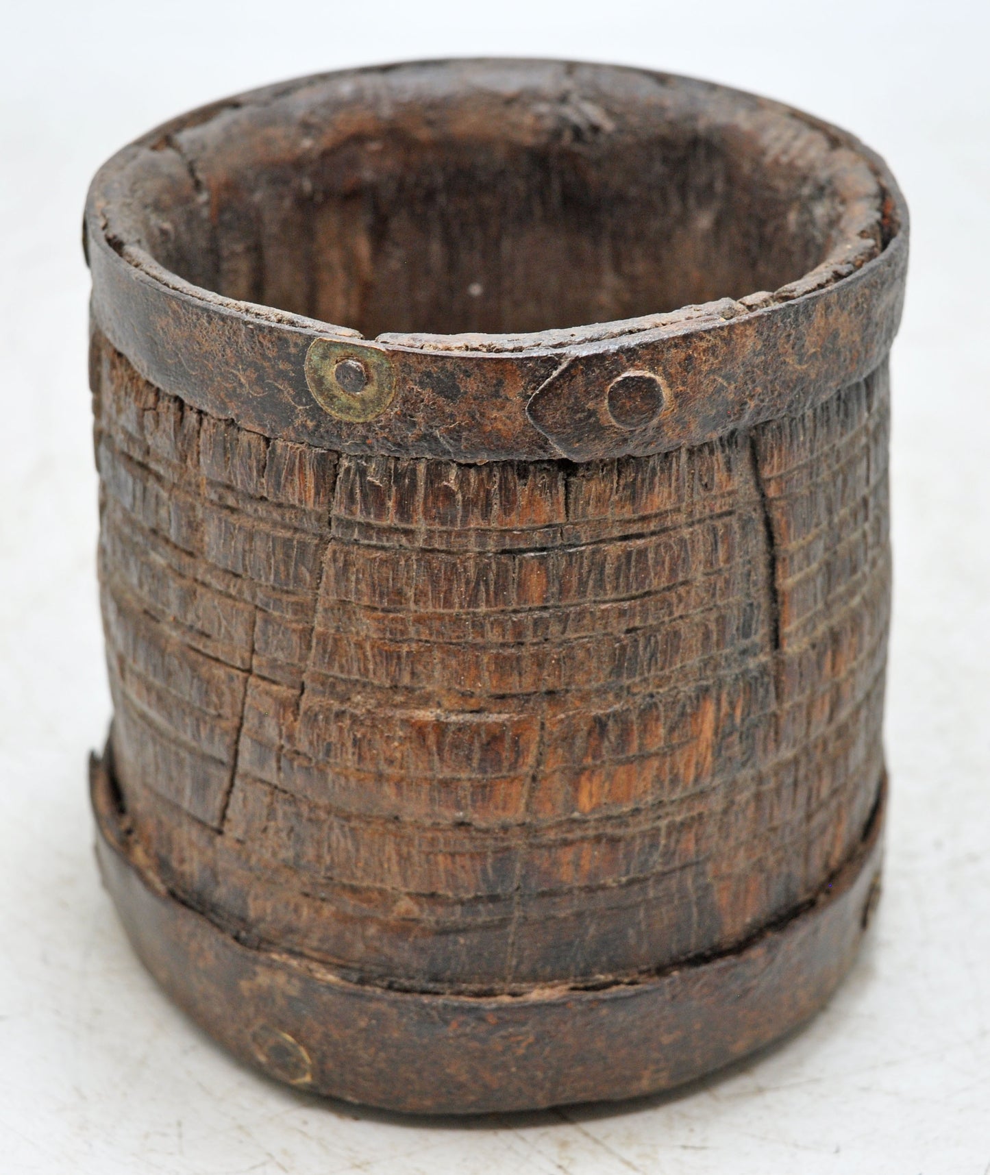 Antique Wooden Grain Measurement Paili Pot Original Old Hand Carved