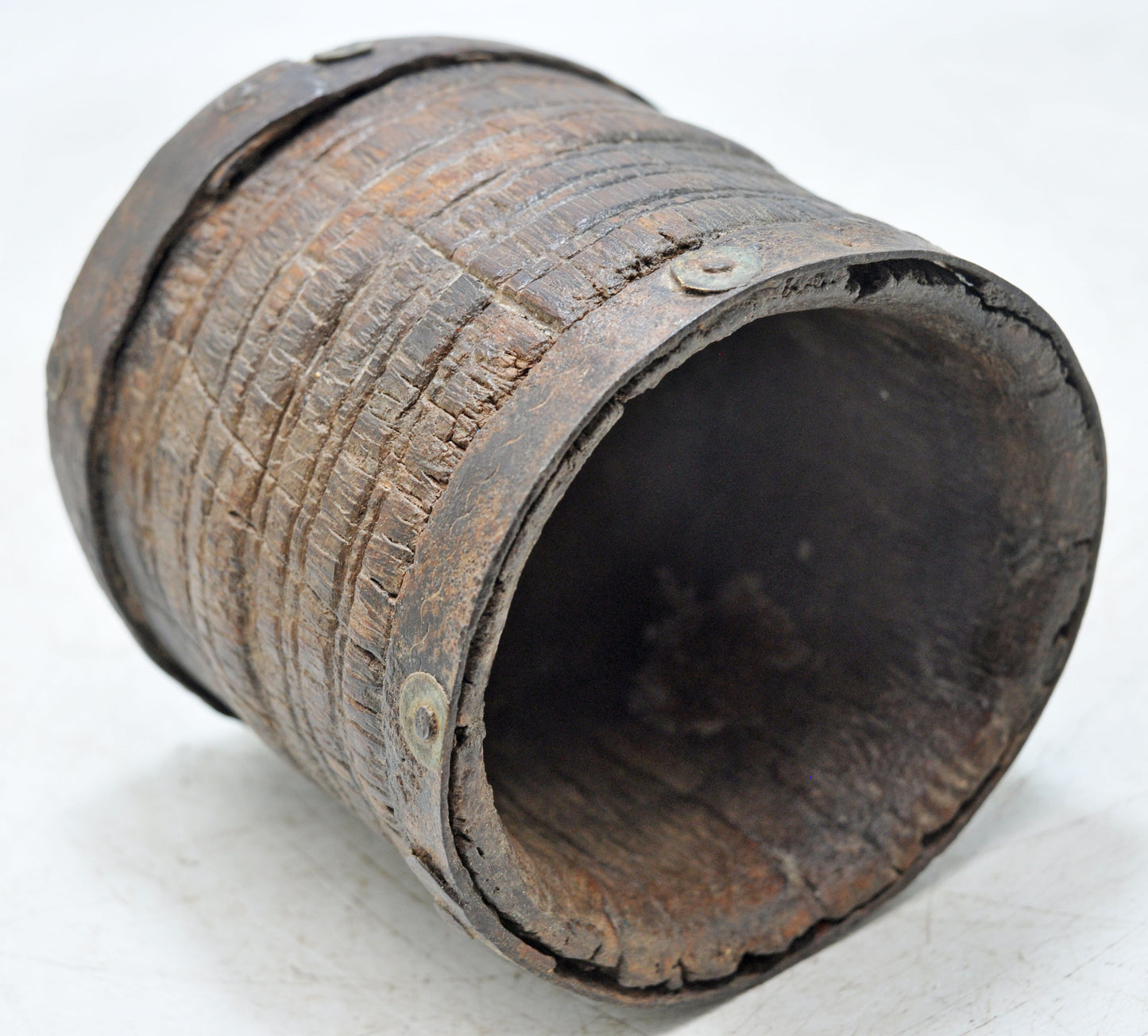 Antique Wooden Grain Measurement Paili Pot Original Old Hand Carved