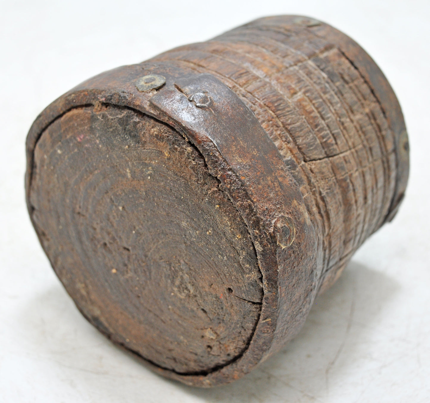 Antique Wooden Grain Measurement Paili Pot Original Old Hand Carved