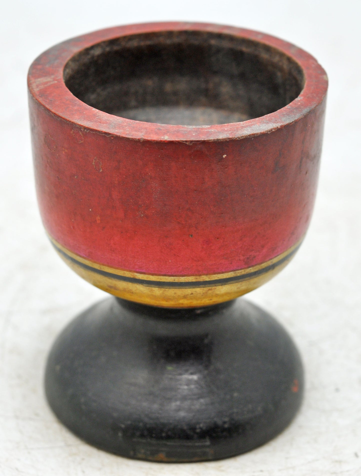 Vintage Wooden Small Cup Glass Original Old Hand Carved Lacquer Painted