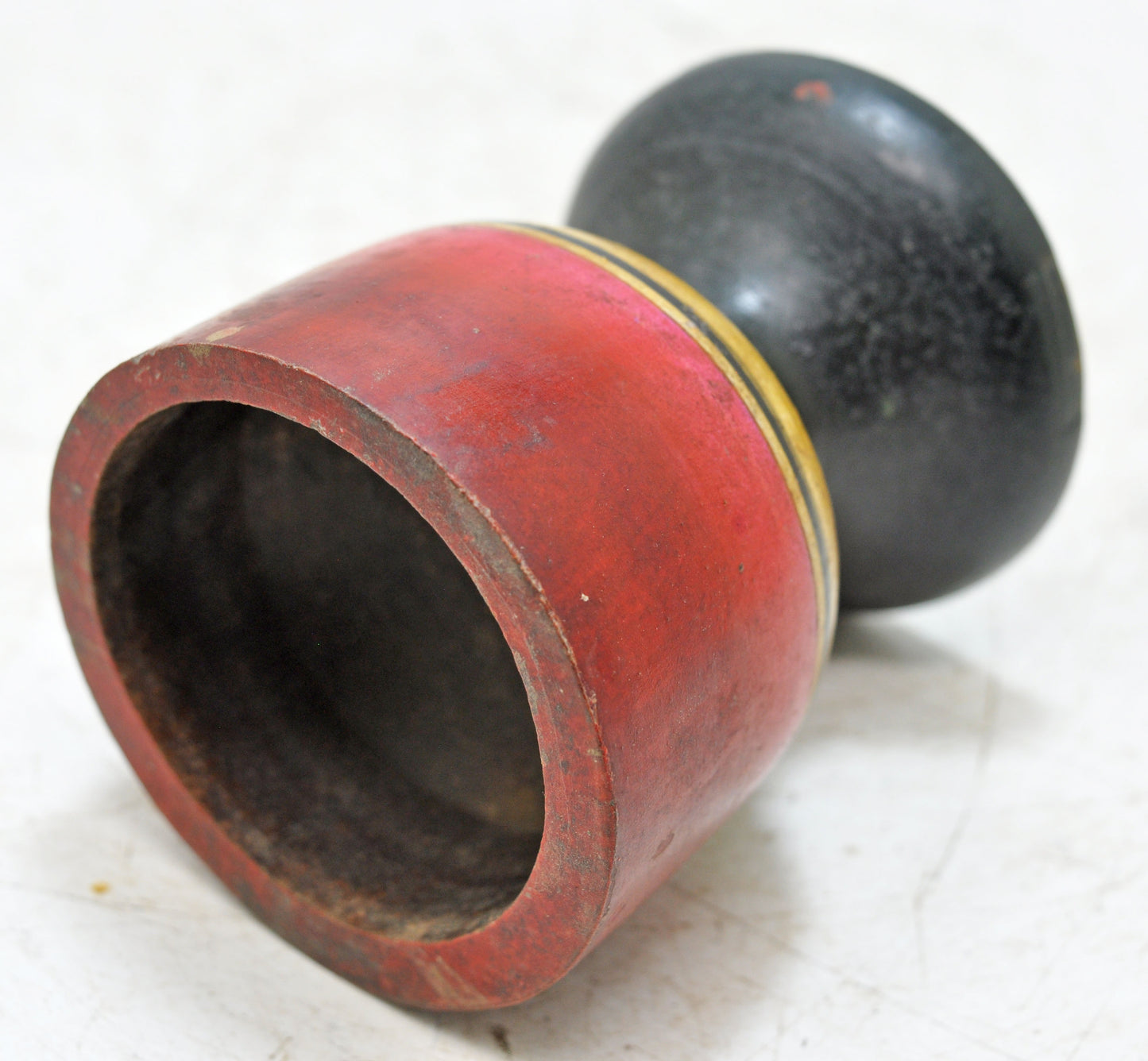 Vintage Wooden Small Cup Glass Original Old Hand Carved Lacquer Painted