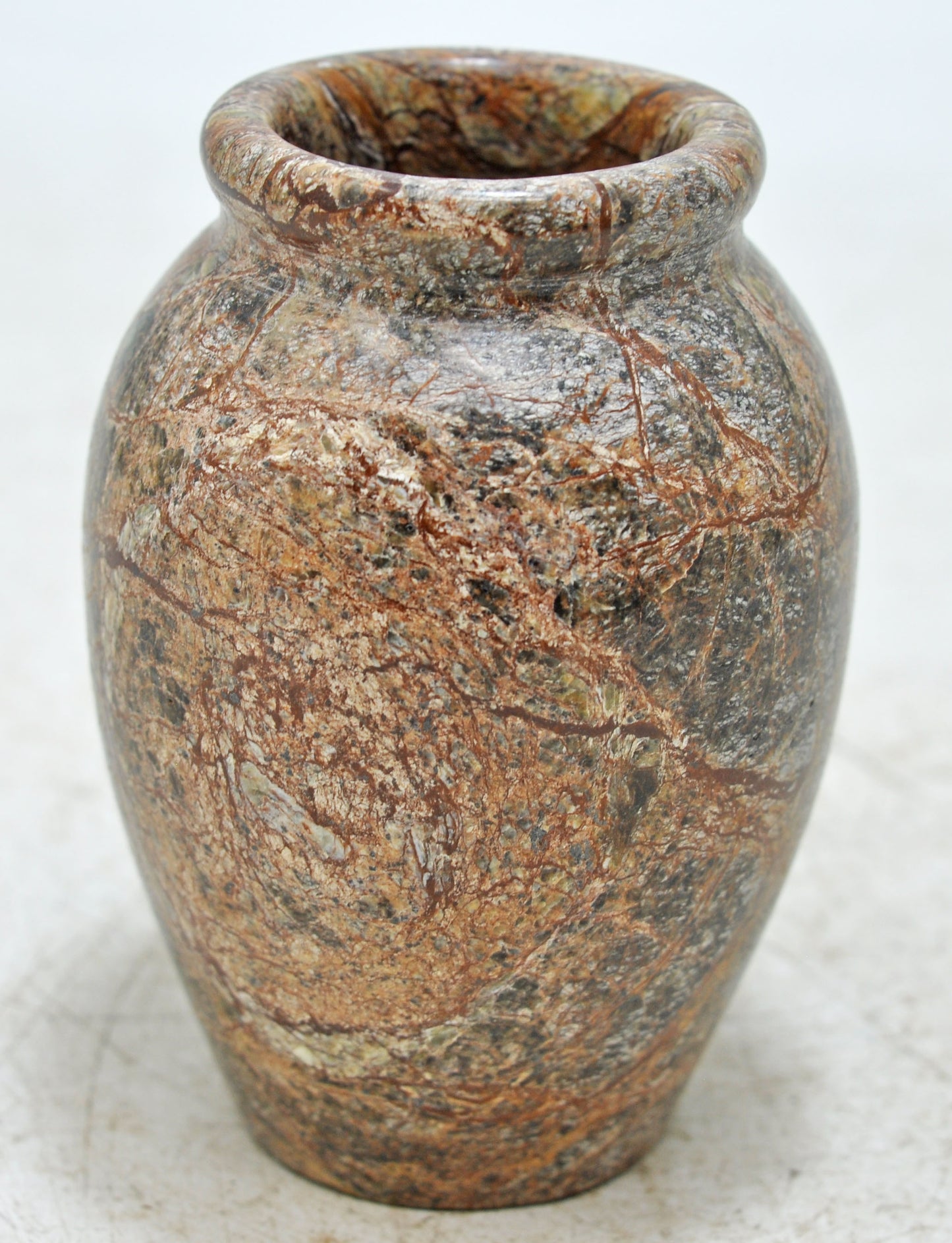 Vintage Stone Round Vase Pot Original Old Hand Carved