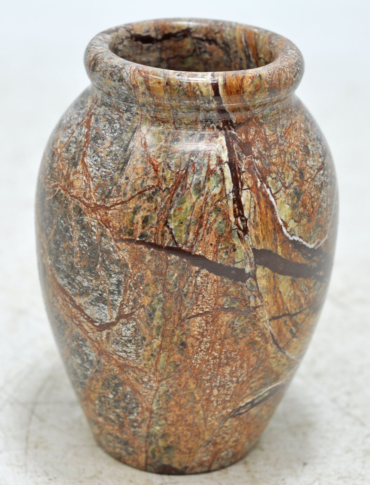 Vintage Stone Round Vase Pot Original Old Hand Carved