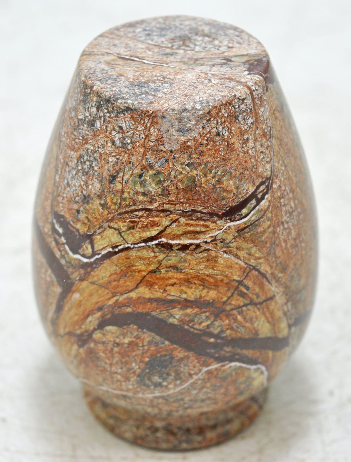 Vintage Stone Round Vase Pot Original Old Hand Carved