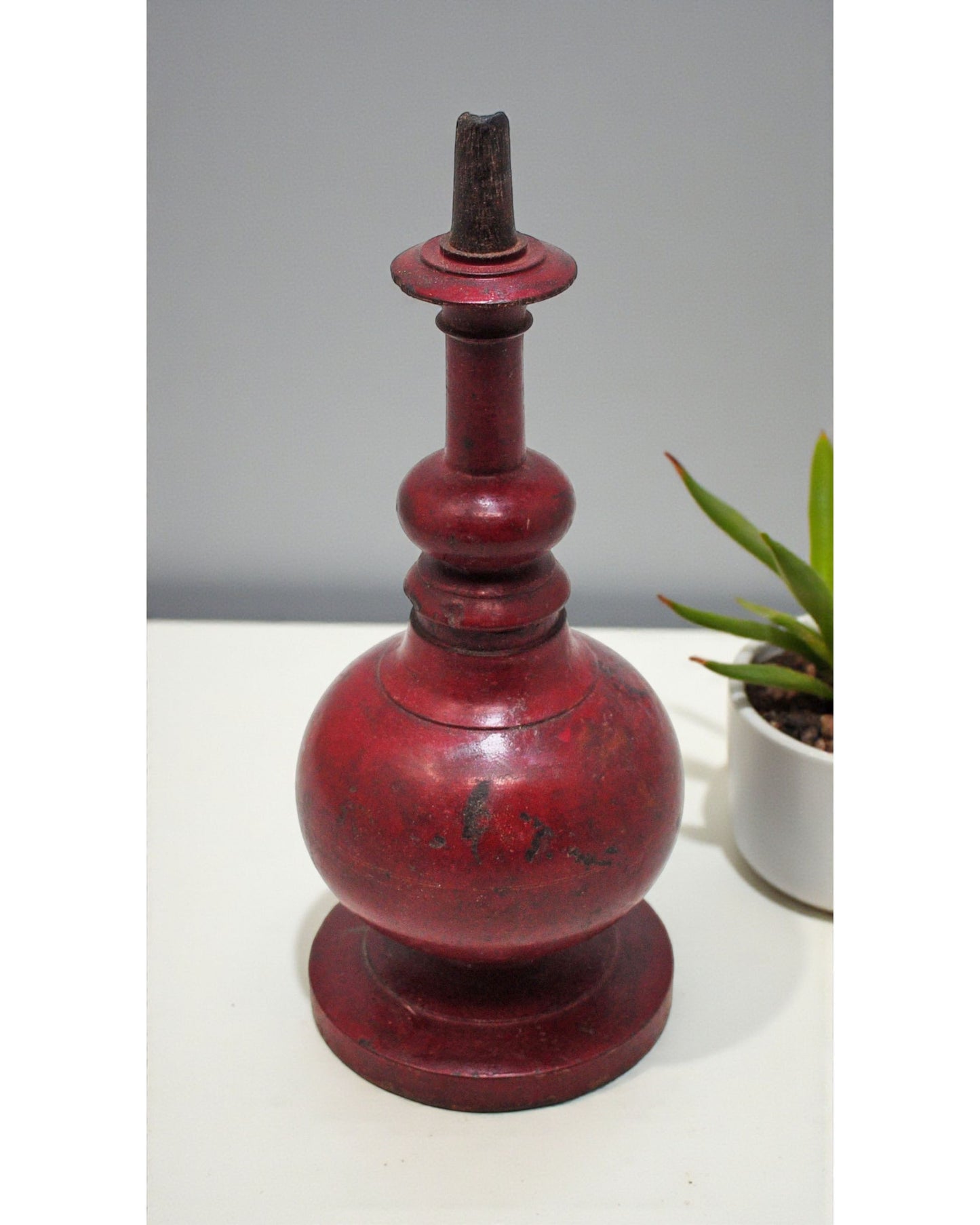 Antique Wooden Kum Kum Powder Tika Box Original Old Fine Lacquer Painted