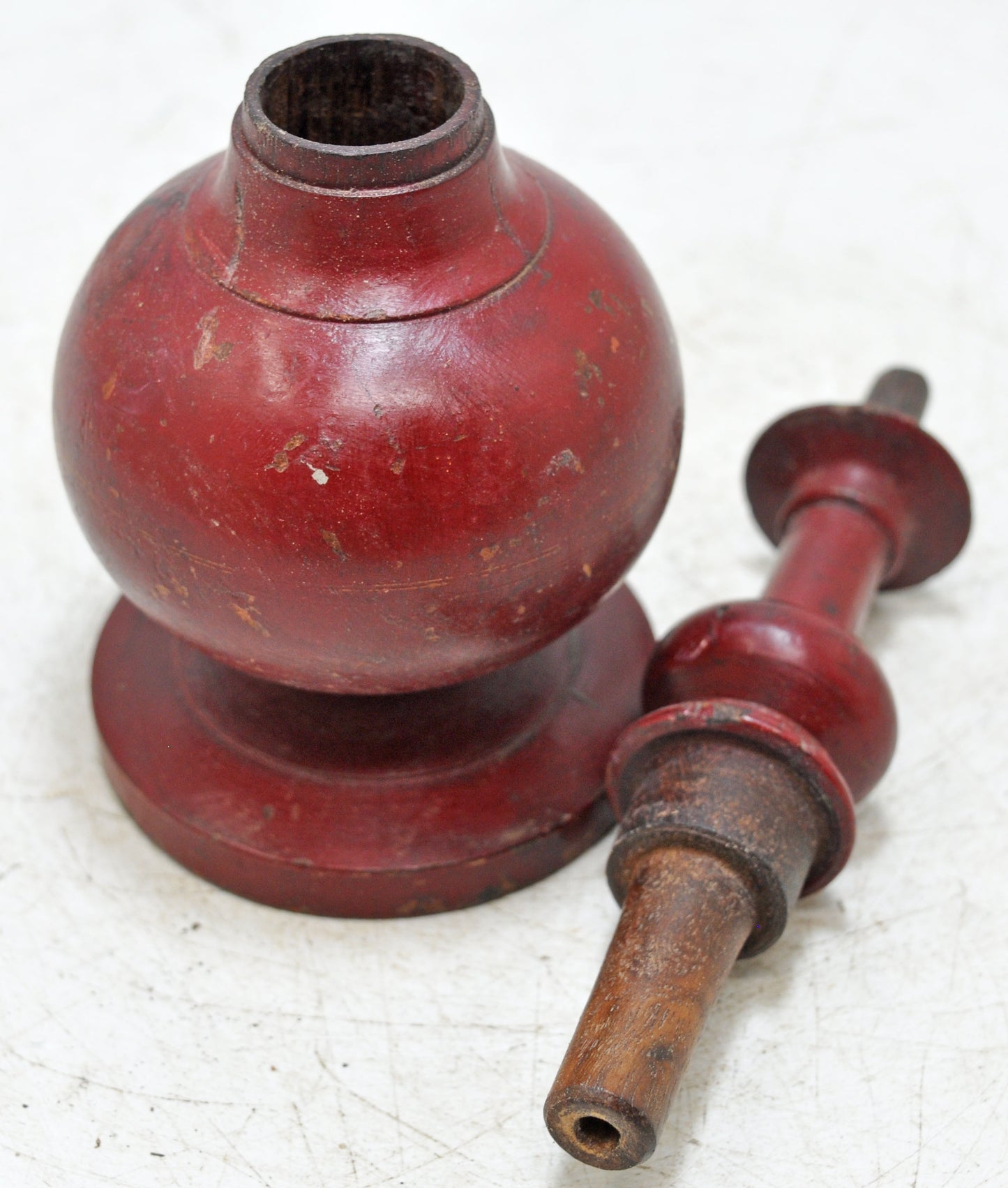 Antique Wooden Kum Kum Powder Tika Box Original Old Fine Lacquer Painted