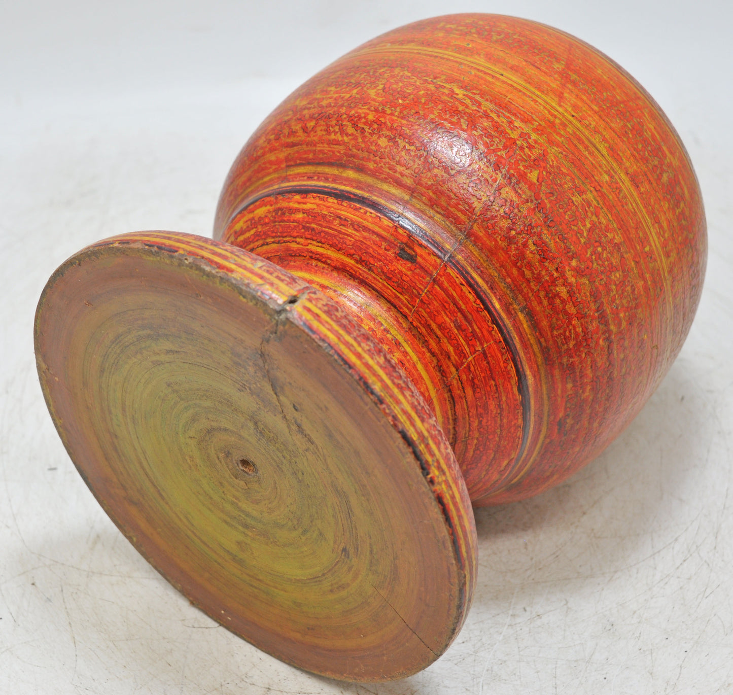 Antique Wooden Large Candy Box Original Old Hand Carved Lacquer Painted