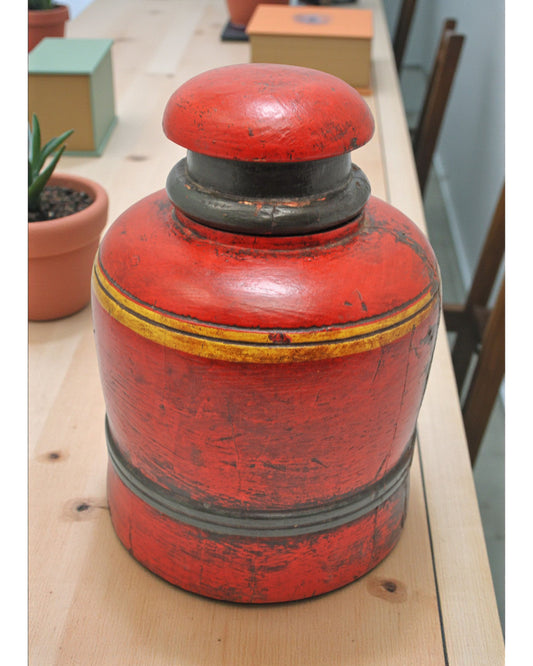 Vintage Wooden Large Candy Box Original Old Hand Carved Painted