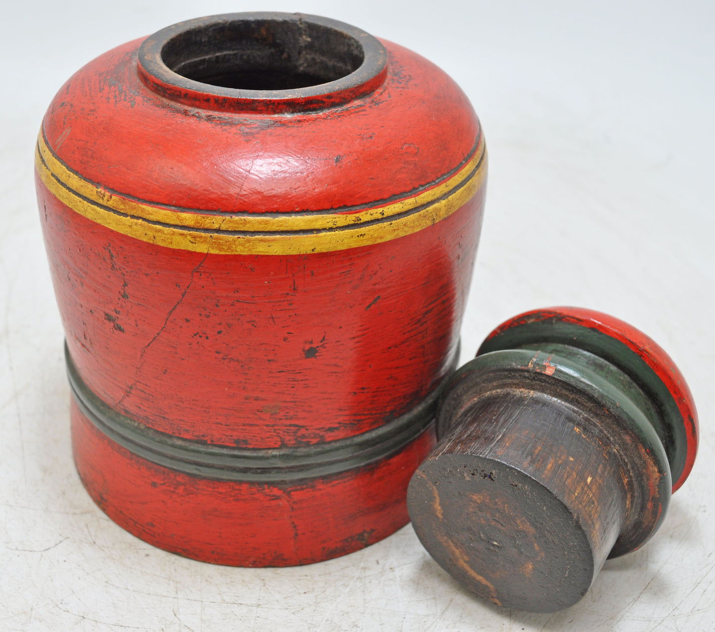 Vintage Wooden Large Candy Box Original Old Hand Carved Painted