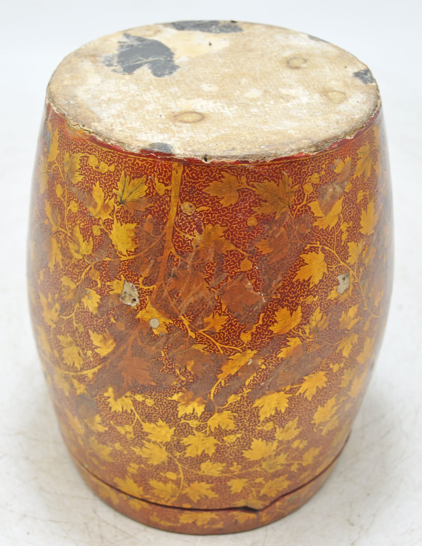 Antique Brass Wooden Oval Storage Box Original Old Hand Crafted Painted