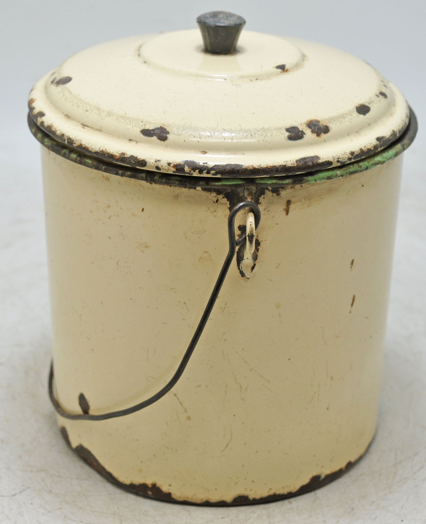 Vintage Iron Enamelware Ice Box Original Old Hand Crafted Enamel Painted