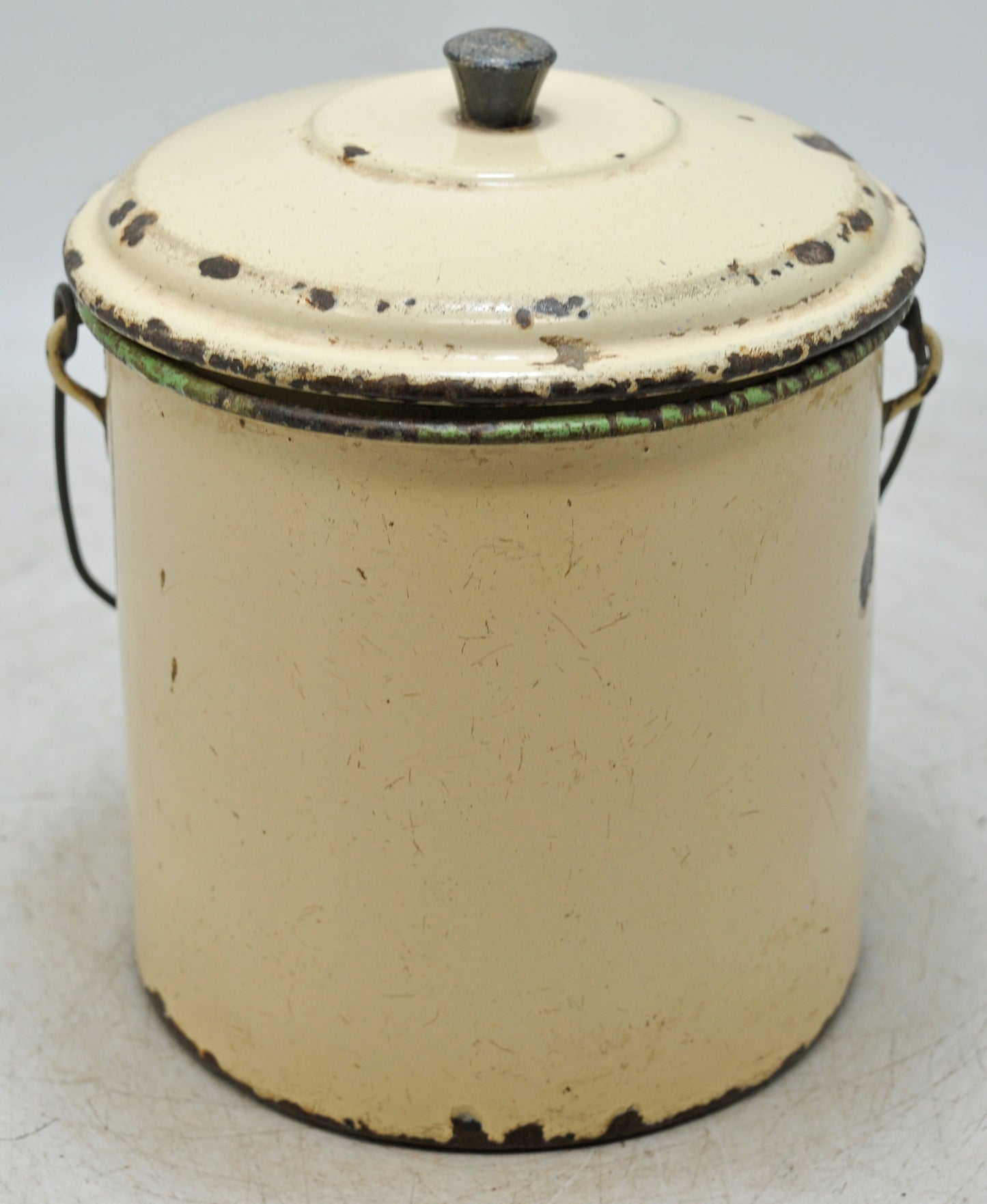 Vintage Iron Enamelware Ice Box Original Old Hand Crafted Enamel Painted