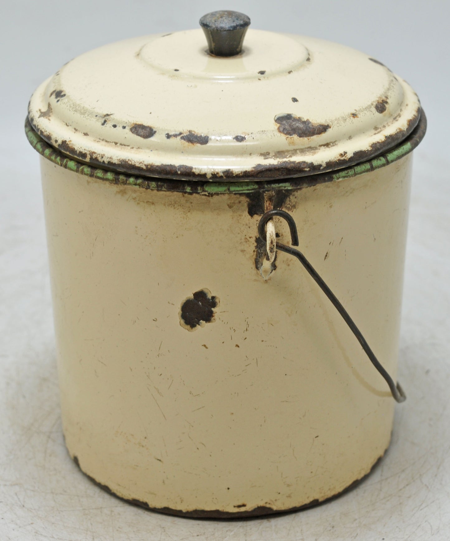 Vintage Iron Enamelware Ice Box Original Old Hand Crafted Enamel Painted