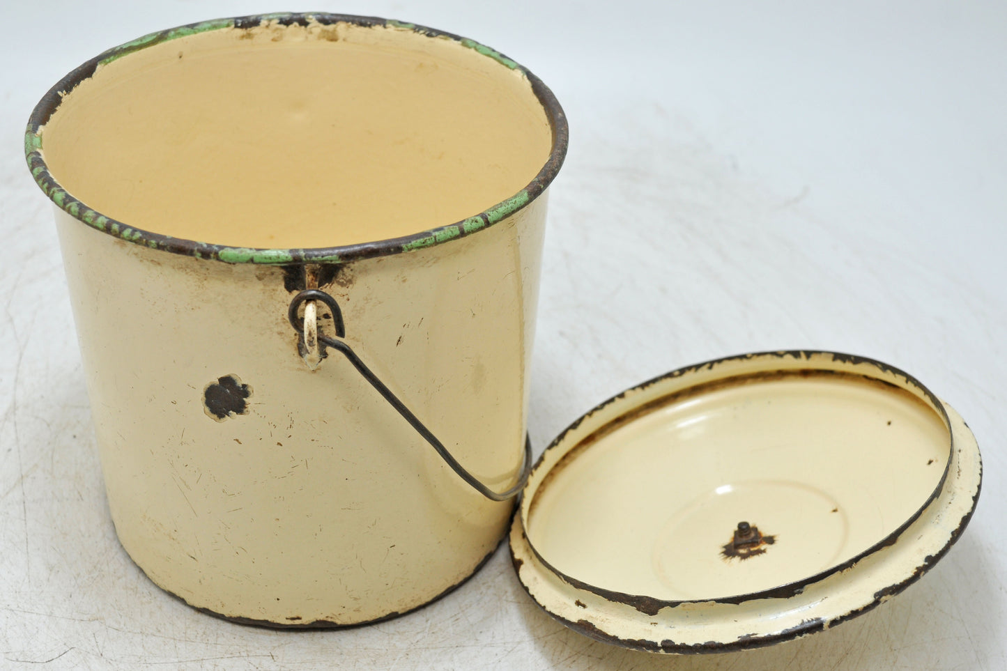 Vintage Iron Enamelware Ice Box Original Old Hand Crafted Enamel Painted