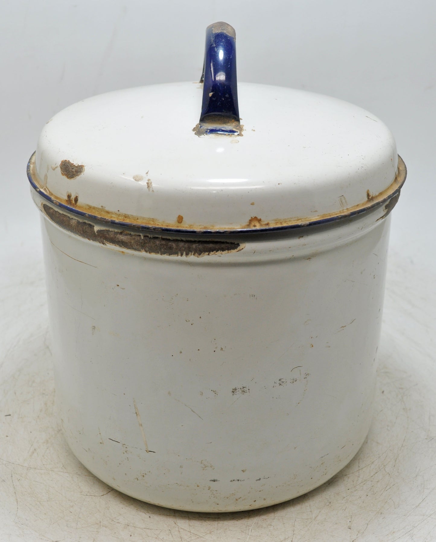 Vintage Iron Enamelware Ice Box Original Old Hand Crafted Enamel Painted