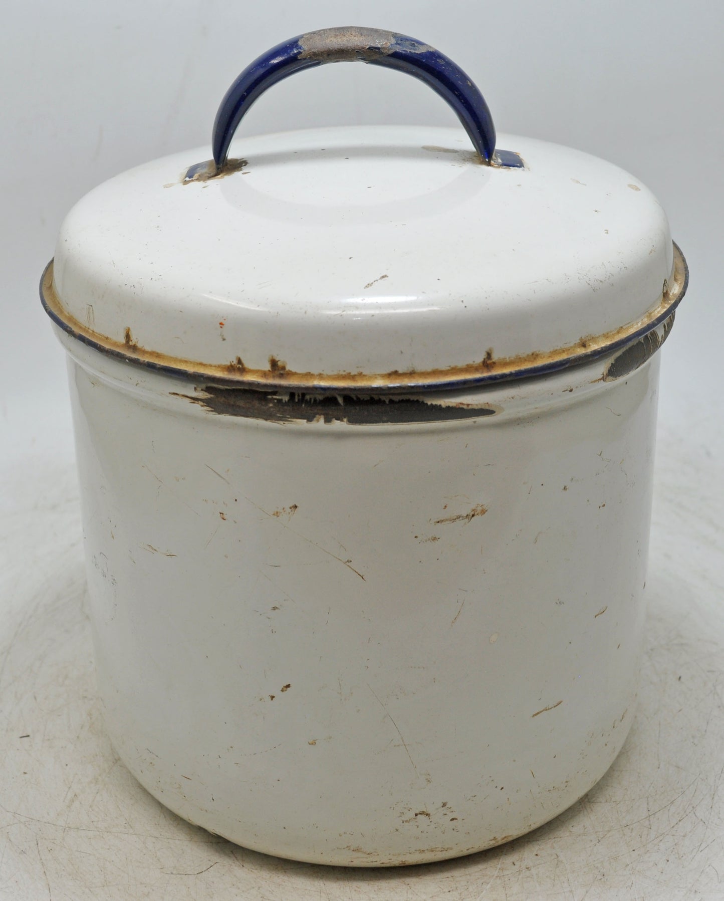 Vintage Iron Enamelware Ice Box Original Old Hand Crafted Enamel Painted