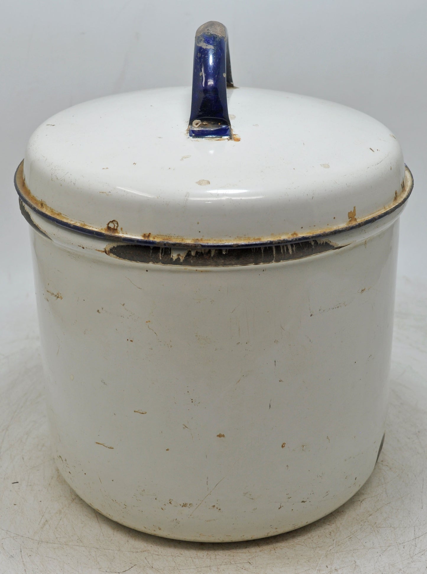 Vintage Iron Enamelware Ice Box Original Old Hand Crafted Enamel Painted