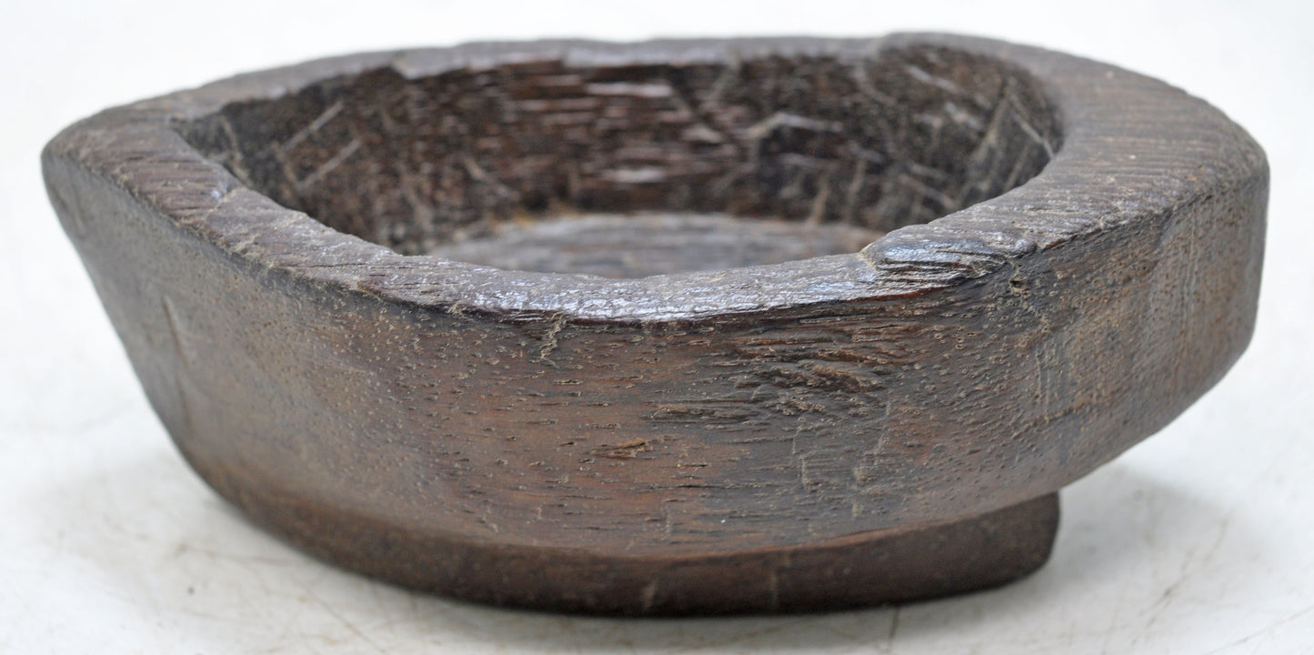 Antique Wooden Boat Shaped Oval Spice Bowl Original Old Hand Carved
