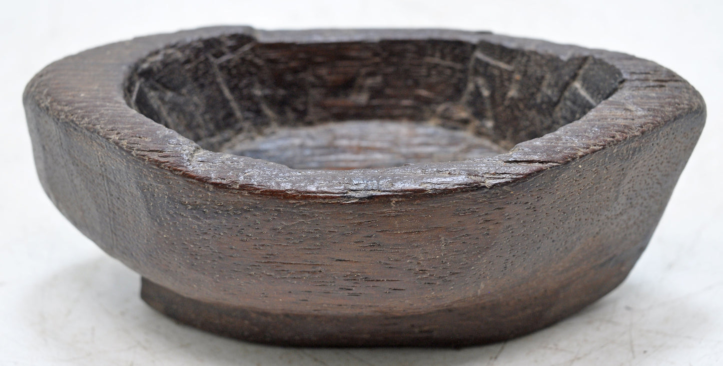 Antique Wooden Boat Shaped Oval Spice Bowl Original Old Hand Carved