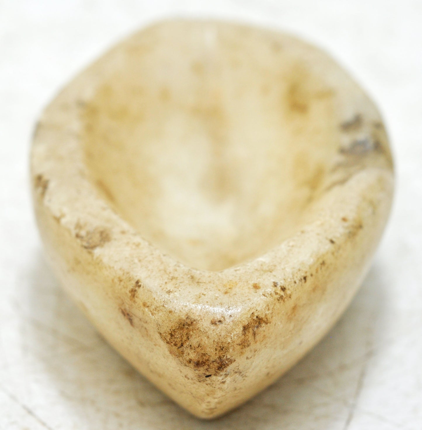 Antique White Marble Oval Spice Grinding Kharal Bowl Original Old Hand Carved