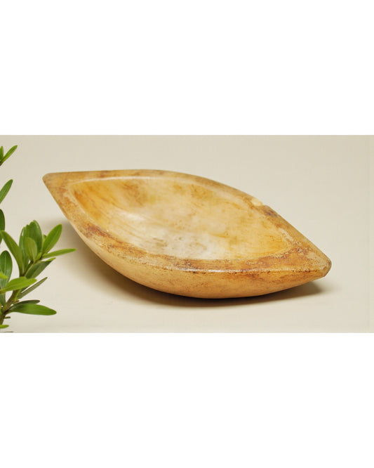 Antique White Marble Oval Spice Grinding Kharal Bowl Original Old Hand Carved