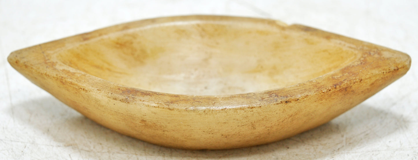Antique White Marble Oval Spice Grinding Kharal Bowl Original Old Hand Carved