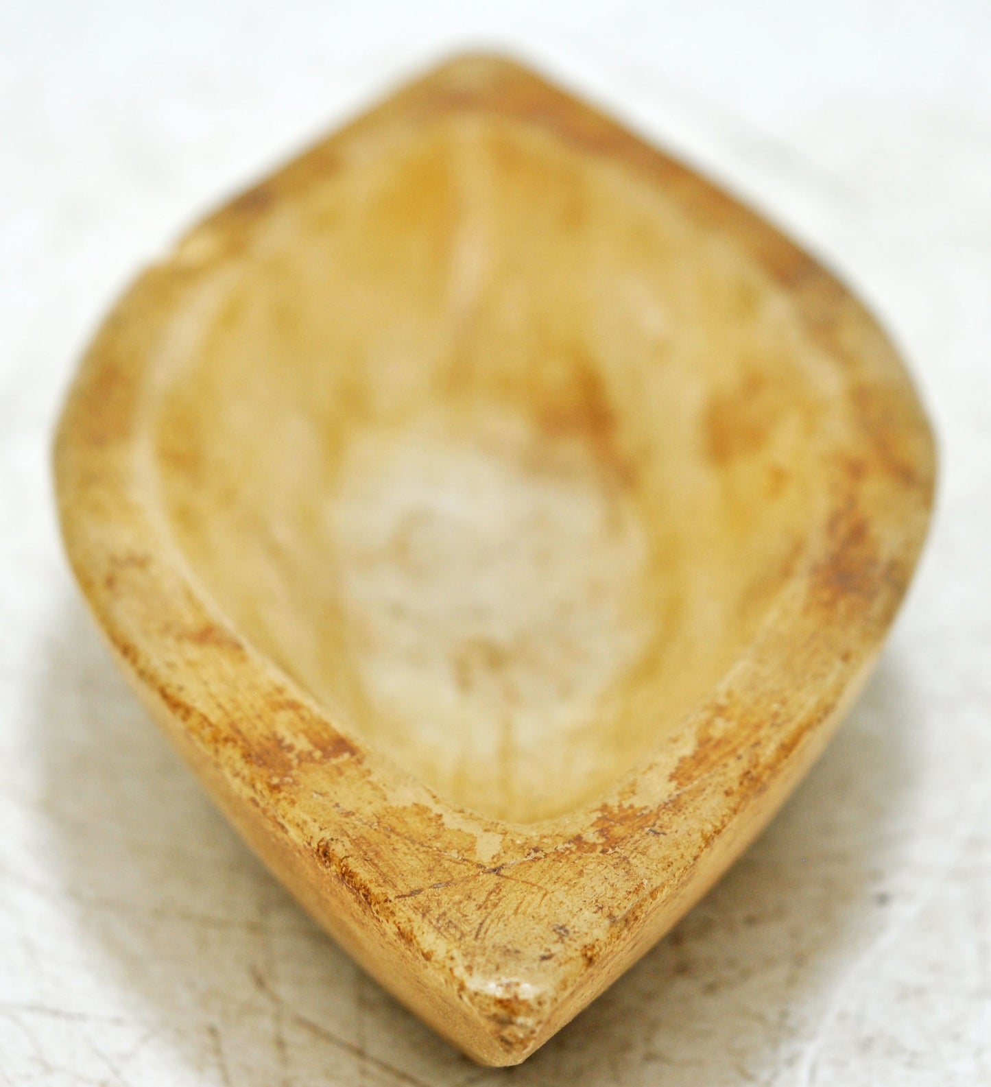 Antique White Marble Oval Spice Grinding Kharal Bowl Original Old Hand Carved