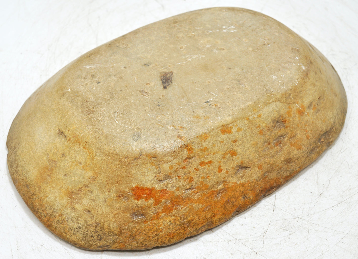 Antique White Marble Oval Spice Grinding Kharal Bowl Original Old Hand Carved