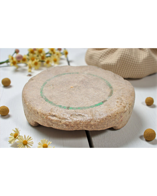 Antique Sand Stone Round Saffron Grinding Plate Original Old Hand Carved