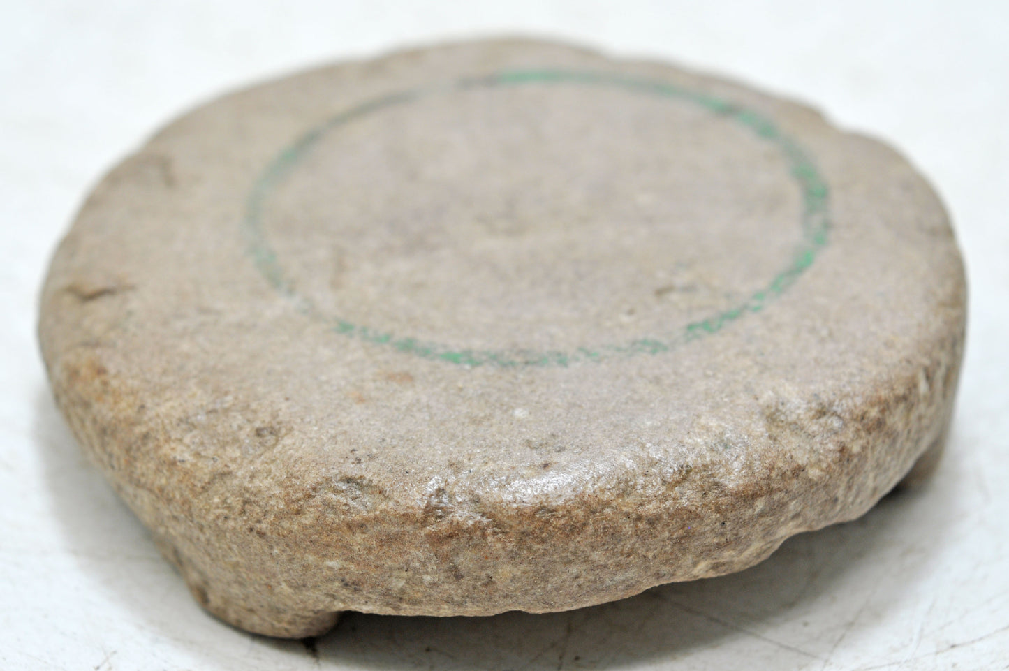 Antique Sand Stone Round Saffron Grinding Plate Original Old Hand Carved