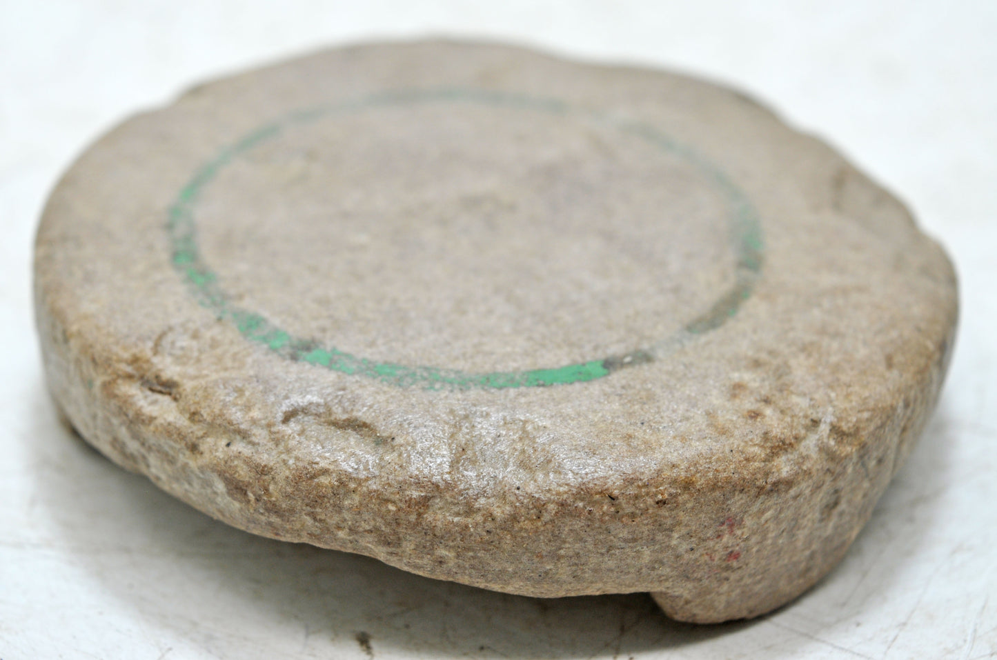 Antique Sand Stone Round Saffron Grinding Plate Original Old Hand Carved