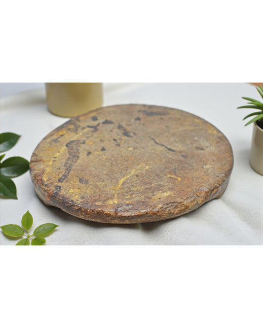 Antique Sand Stone Round Saffron Grinding Plate Original Old Hand Carved