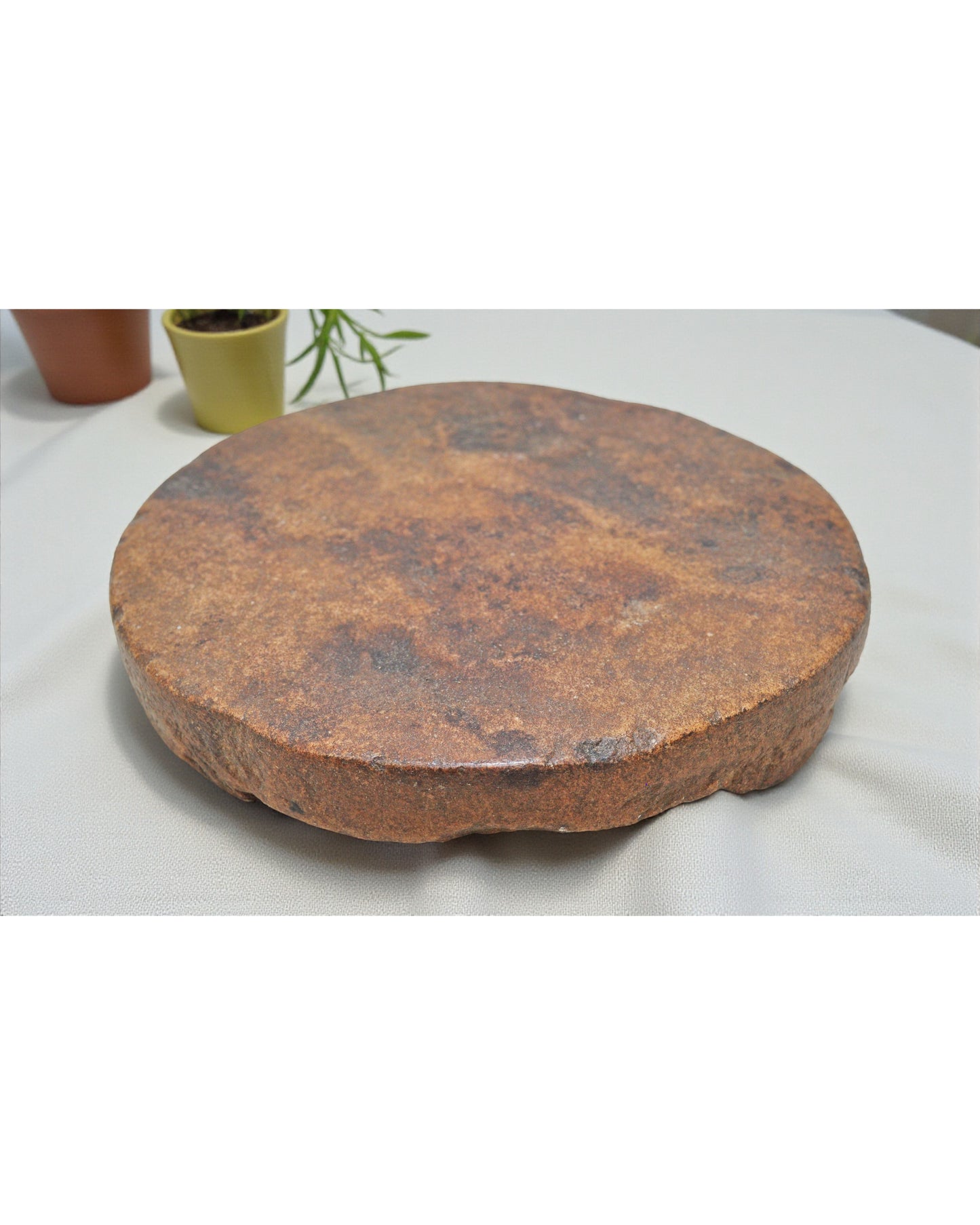 Antique Sand Stone Round Chapati Bread Rolling Plate Original Old Hand Carved