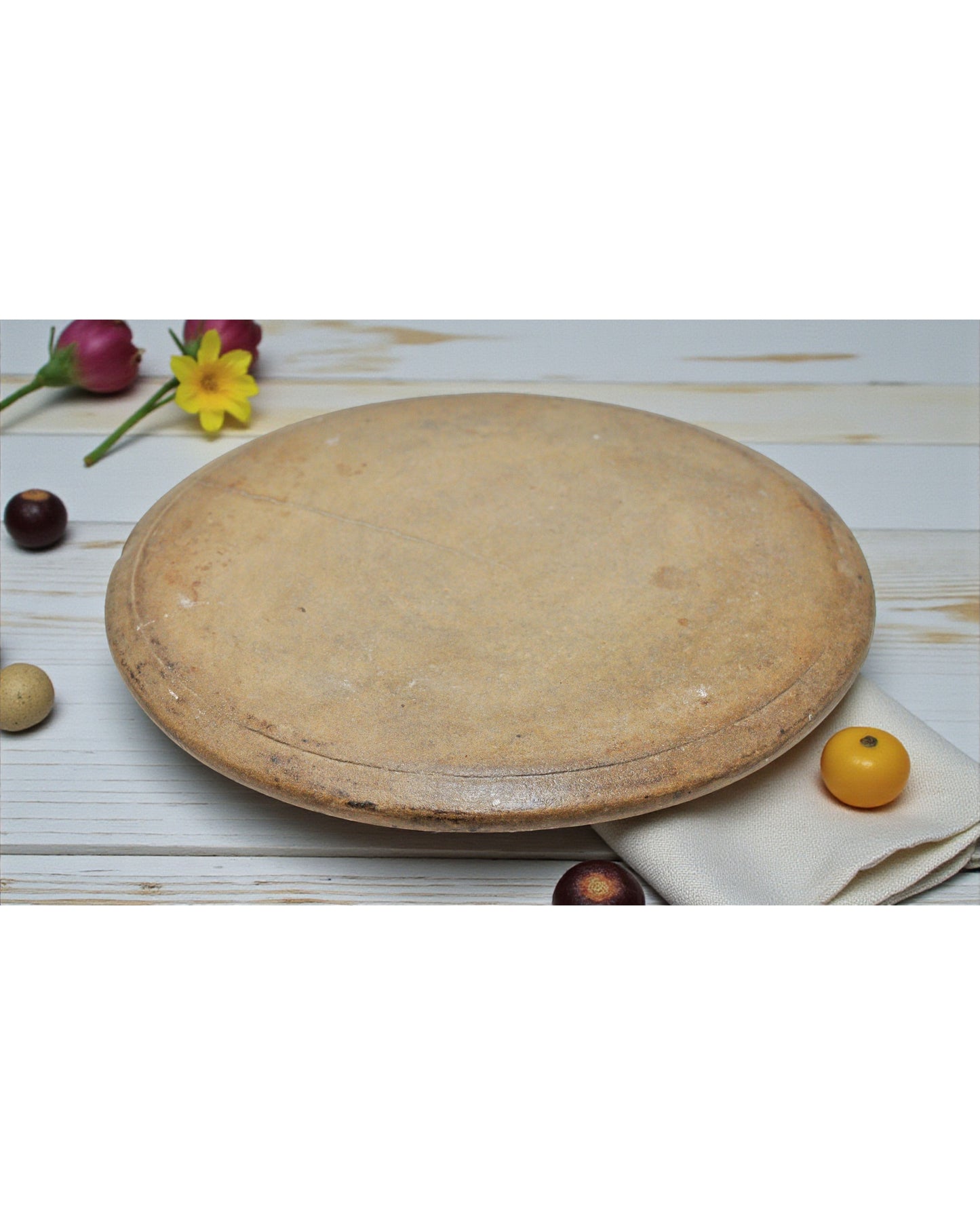 Antique Sand Stone Round Chapati Bread Rolling Plate Original Old Hand Carved