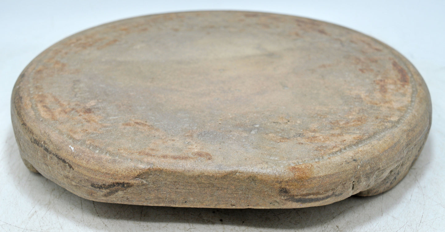 Antique Sand Stone Round Chapati Bread Rolling Plate Original Old Hand Carved