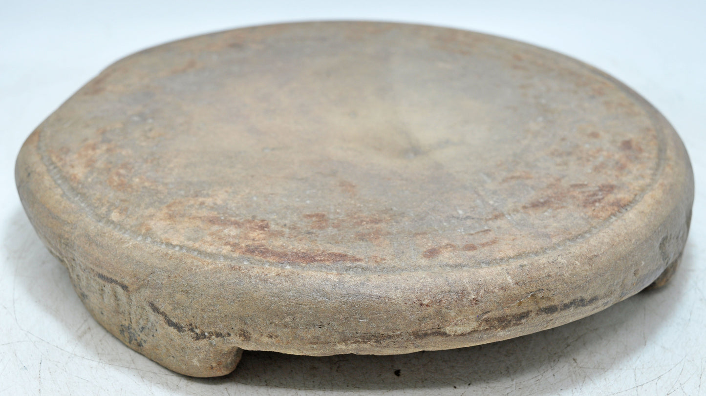 Antique Sand Stone Round Chapati Bread Rolling Plate Original Old Hand Carved