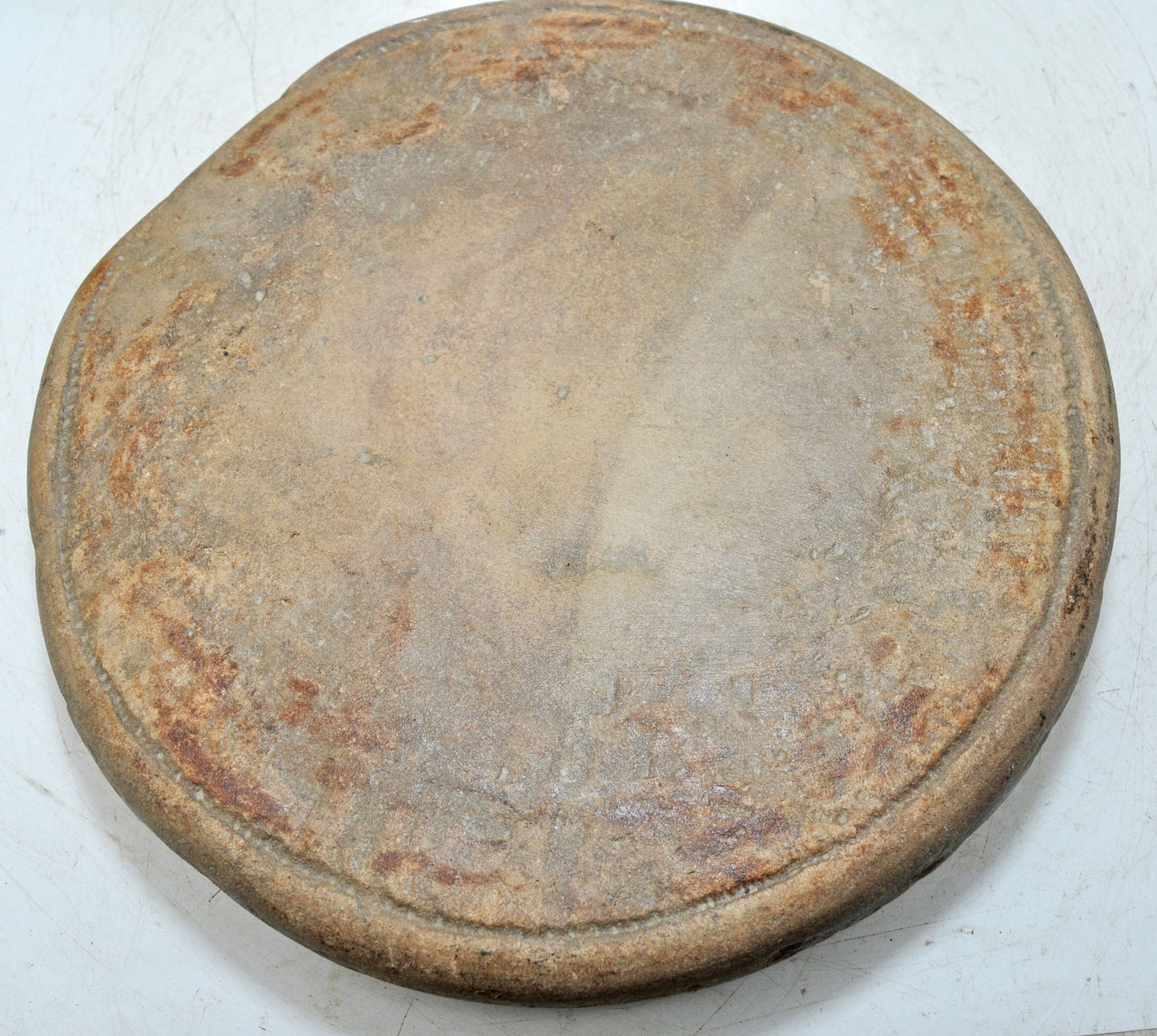 Antique Sand Stone Round Chapati Bread Rolling Plate Original Old Hand Carved