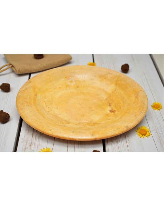 Vintage Sand Stone Round Kitchenware Plate Original Old Hand Carved