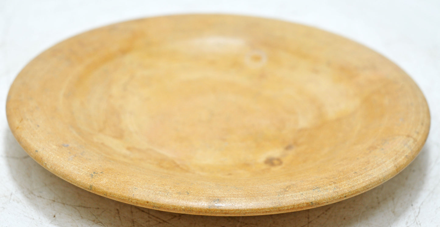 Vintage Sand Stone Round Kitchenware Plate Original Old Hand Carved