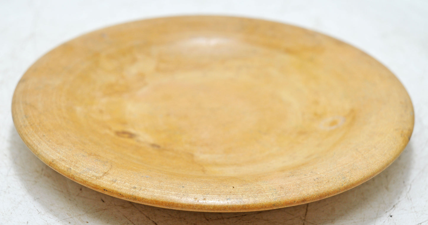 Vintage Sand Stone Round Kitchenware Plate Original Old Hand Carved
