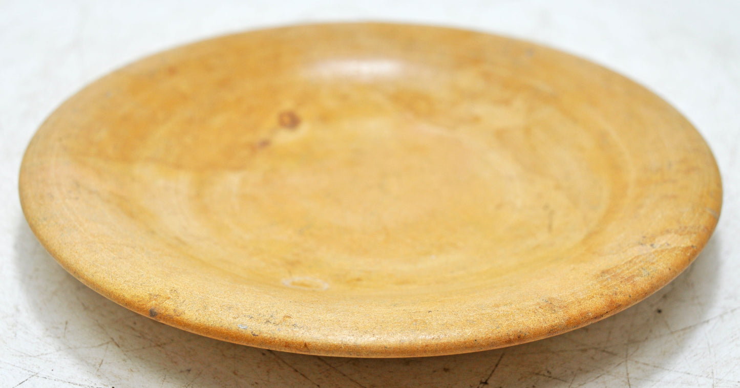 Vintage Sand Stone Round Kitchenware Plate Original Old Hand Carved