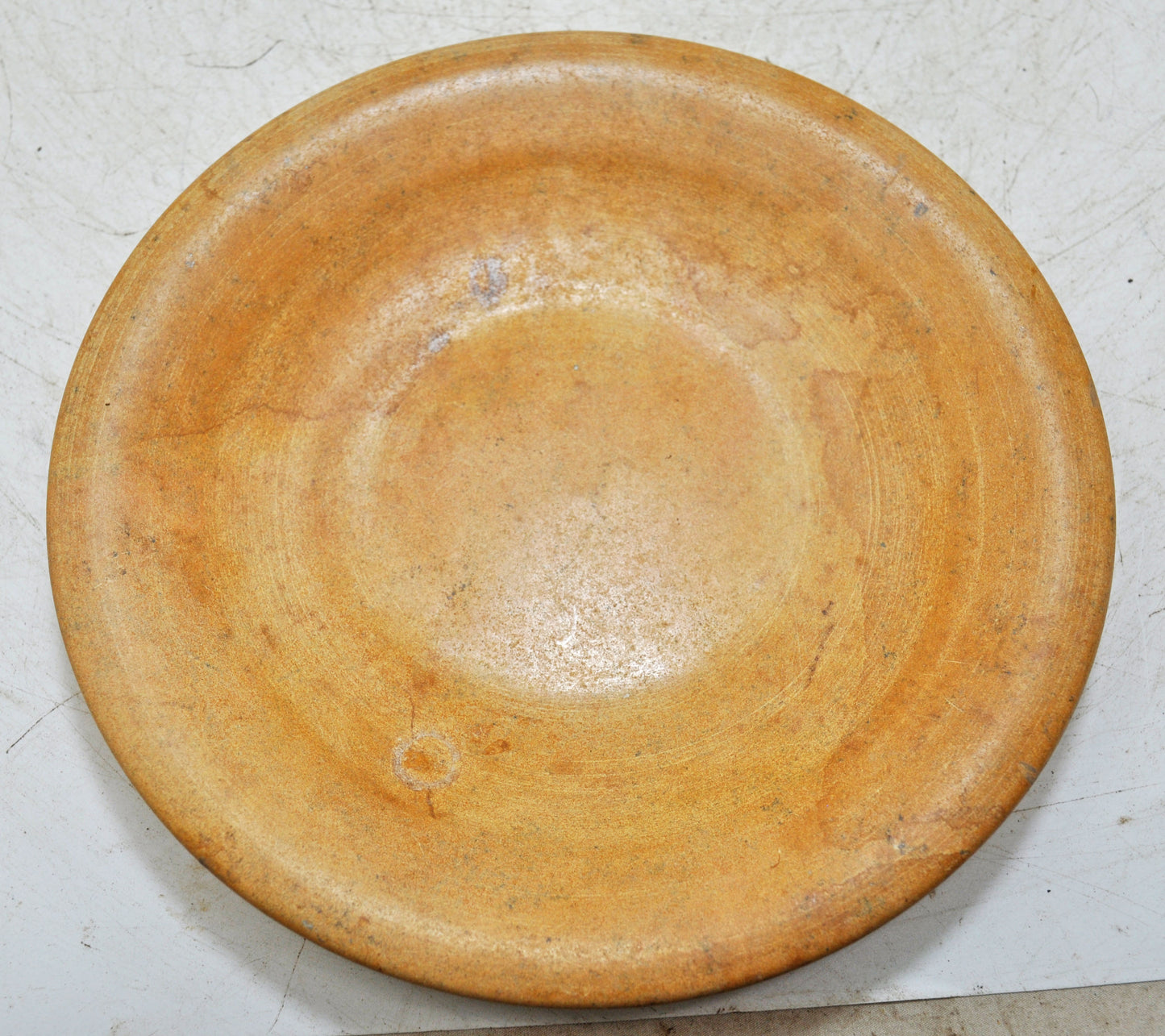 Vintage Sand Stone Round Kitchenware Plate Original Old Hand Carved