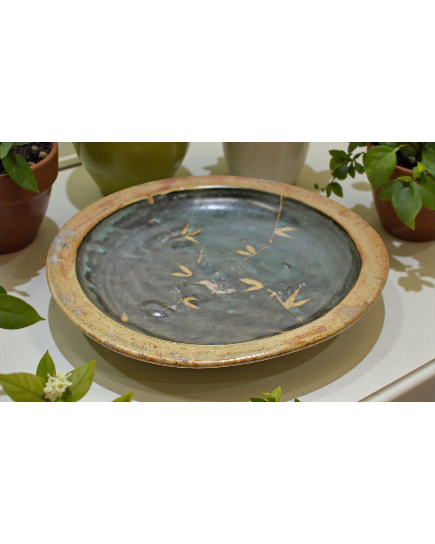 Vintage Porcelain Pottery Round Kitchenware Plate Original Old Hand Crafted