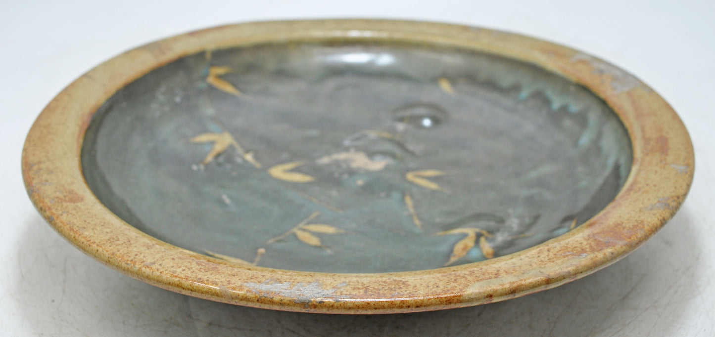 Vintage Porcelain Pottery Round Kitchenware Plate Original Old Hand Crafted